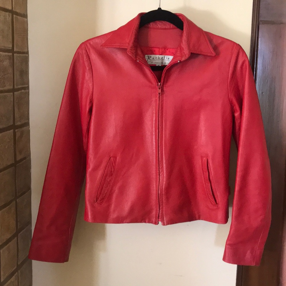 Rachelle Red Leather Jacket, Sz 4